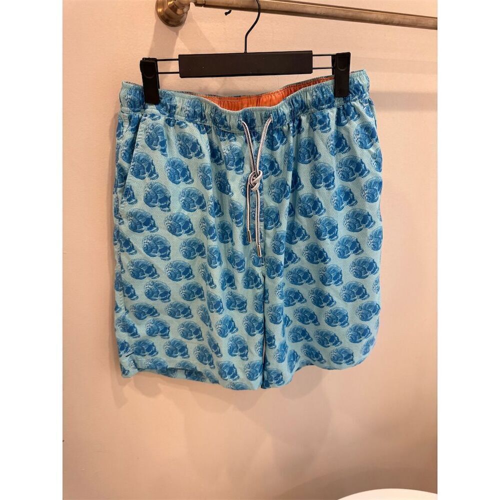 Peter Millar Men's Swim Trunks L Blue Snail Print Seaside Collection